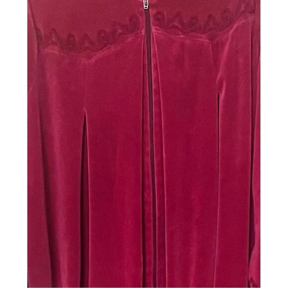 CABERNET WOMAN LONG SLEEVE FULL-LENGTH FLANNEL ROBE, WOMANS, 1X, BURGUNDY - Picture 3 of 12